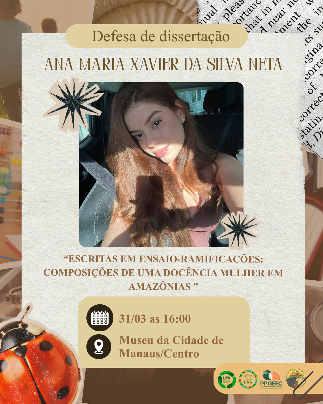 Card da defesa de dissertação de Ana Maria Xavier da Silva Neta